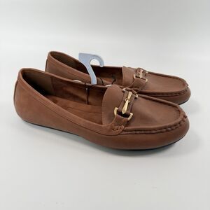 Aerosoles Buckle Loafer Day Drive Moccasin Womens Cognac Brown Size 11 Wide NEW